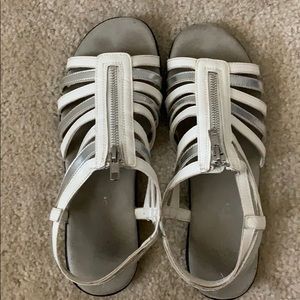 Silver and white Aerosoles sandals size 9